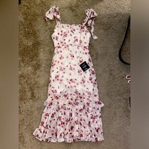 NWT Lulus Terrace Views tie strap midi dress XS